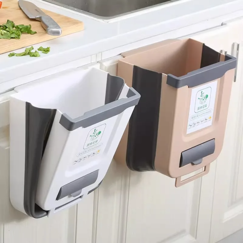 Compost Bin Countertop - Kitchen Folding Trash Can Wall Mounted