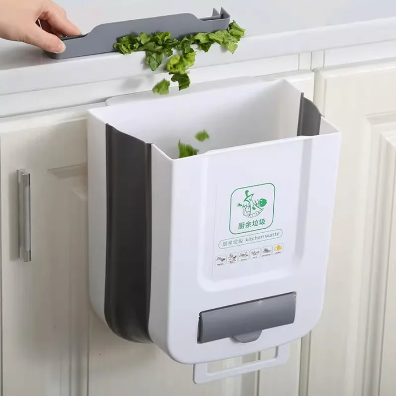 Kitchen Folding Trash Can Wall - Compost Bin Countertop ulasan dan harga