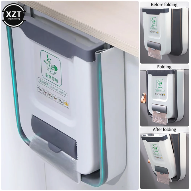 Kitchen Folding Trash Can Wall - Compost Bin Countertop ulasan dan harga