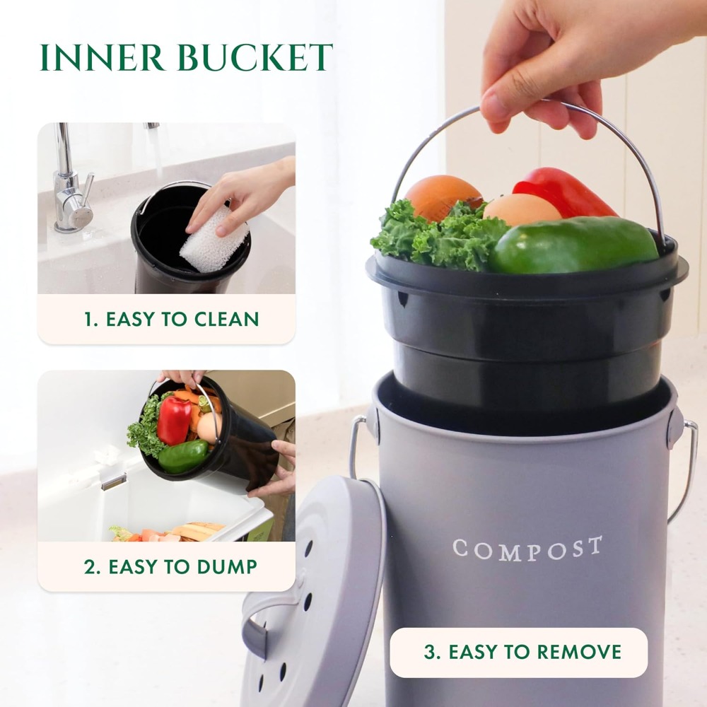 Indoor Compost Bin Kitchen Odo - Compost Bin Countertop ulasan dan harga