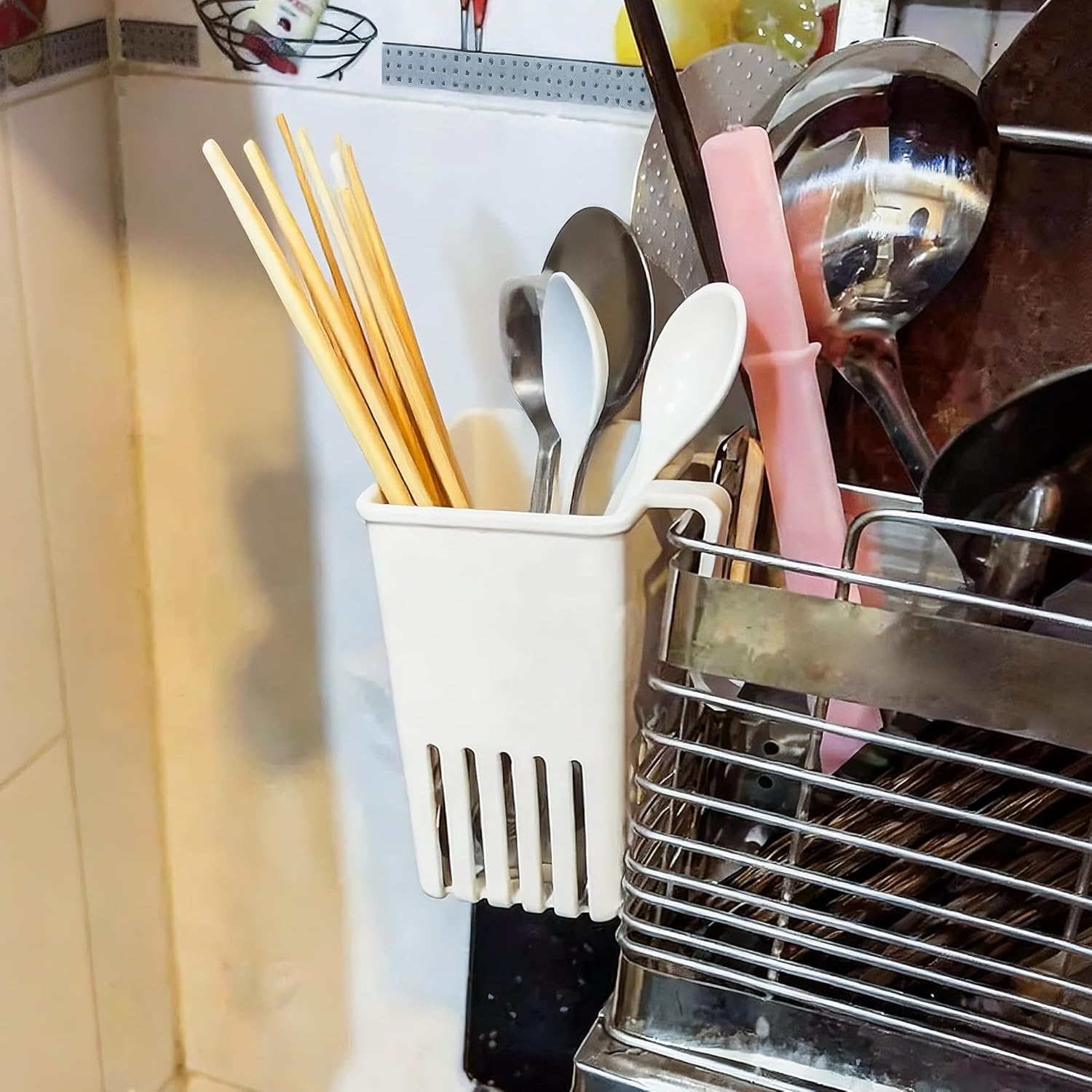 Cutlery Storage Rack with Cup  - Compost Bin Countertop ulasan dan harga